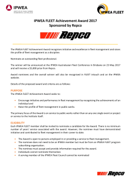 IPWEA FLEET Achievement Award 2017 Sponsored by Repco