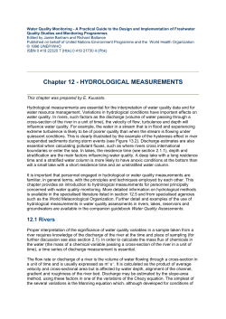 Chapter 12 - HYDROLOGICAL MEASUREMENTS