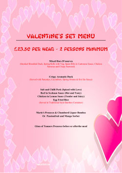 Dragon Palace Valentines Menu