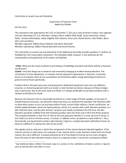 Supervision of Passover Food