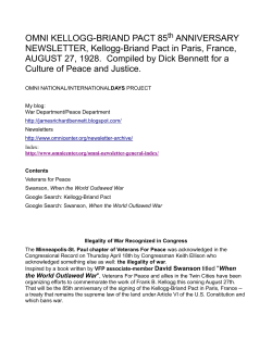 AUGUST 27, 2013, KELLOGG-BRIAND PACT 85th ANNIVERSARY