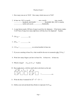 Practice Exam 1 1. How many tens are in 7654? How many whole