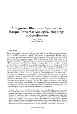 A Cognitive Rhetorical Approach to Basque Proverbs: Analogical