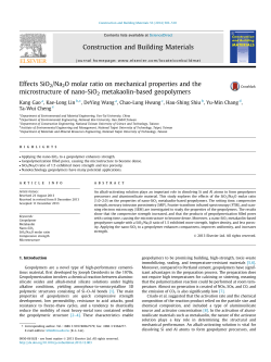 Effects SiO2/Na2O molar ratio on mechanical properties and the