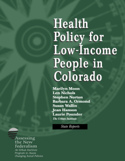 Health Policy for Low-Income People in Colorado