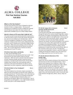 First Year Seminar Courses Fall 2015