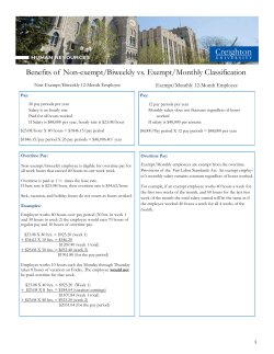 Benefits of Non-exempt/Biweekly vs. Exempt