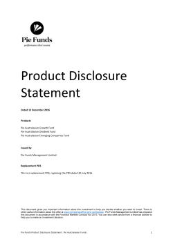 Product Disclosure Statement