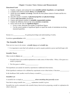Chapter 1 Lecture Notes: Science and Measurements The Scientific