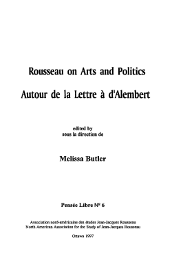 Autour de la Lettre a d`Alembert