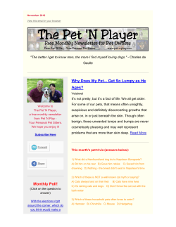 Monthly Poll! Why Does My Pet... Get So Lumpy as He