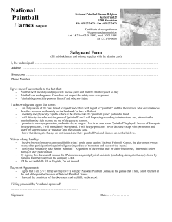 Safeguard Form - National Paintball Games