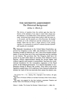 THE SIXTEENTH AMENDMENT: The Historical