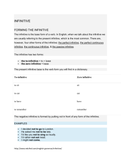 infinitive - English Lessons Online