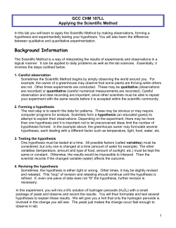 Applying the Scientific Method