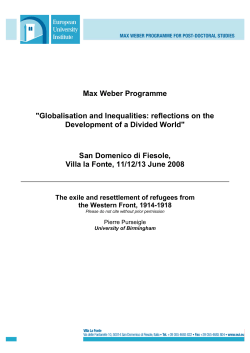 The Exile and Resettlement of Refugees from the Western Front