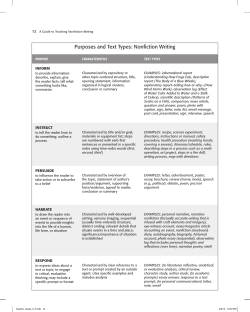 Purposes and Text Types: Nonfiction Writing