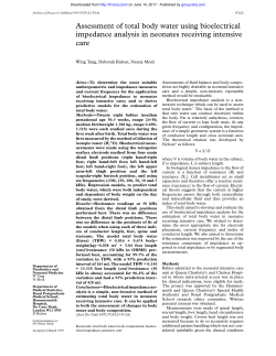 Assessment of total body water using bioelectrical impedance