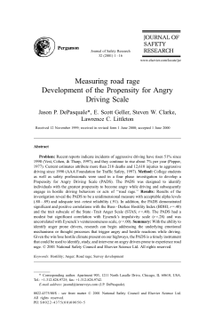 Measuring road rage Development of the Propensity