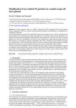 Modification of arc emitted W-particles in a model scrape