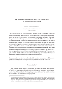 (PPPs) aNd CoNCESSIoNS oF PublIC SErvICES IN brazIl