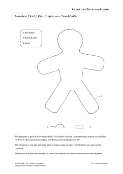 La Cr&eacute;ature and you Voodoo Doll / Pin Cushion &ndash; Template
