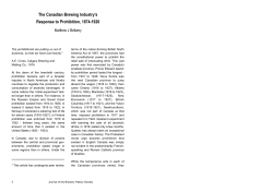 The Canadian Brewing Industry`s Response to Prohibition, 1874-1920