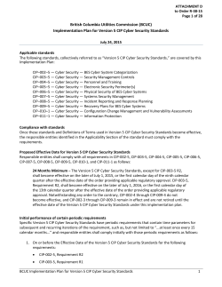 Implementation Plan for Version 5 CIP Cyber Security Standards
