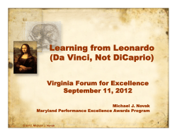 Learning from Leonardo (Da Vinci, Not DiCaprio) Learning from