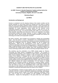 SCARCITY AND THE POLITICS OF ALLOCATION An ESRC