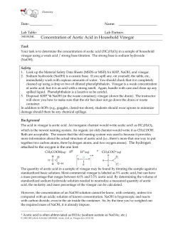 Concentration of Acetic Acid in Household Vinegar