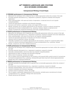 ap&reg; french language and culture 2013 scoring guidelines
