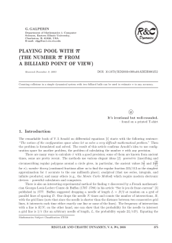 PLAYING POOL WITH &pi; (THE NUMBER &pi;