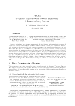 PROSE - Pragmatic Rigorous Open Software Engineering