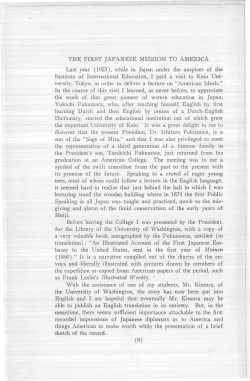 THE FIRST JAPANESE MISSION TO AMERICA Last year (1923