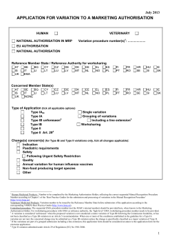 Application for Variation to a Marketing Authorisation