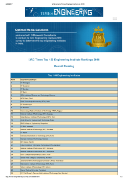 i3RC Times Top 150 Engineering Institute Rankings 2016 Overall