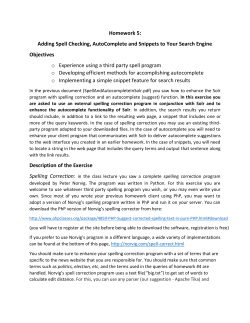 Homework 5: Adding Spell Checking, AutoComplete and Snippets