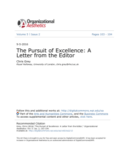 The Pursuit of Excellence: A Letter from the Editor