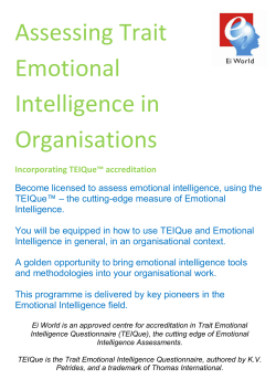 Assessing Trait Emotional Intelligence in Organisations
