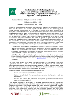 Invitation to Actively Participate in a Symposium on Hunger