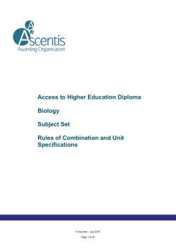 Ascentis Subject Set Unit Specifications &ndash; Biology