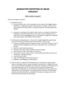 mandatory reporting of abuse checklist