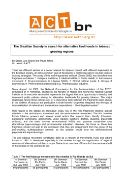 The Brazilian Society in search for alternative livelihoods in tobacco