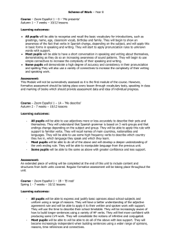 Curriculum map Year 8, 9 &ndash; Spanish