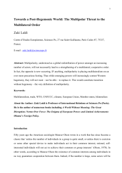 Towards a Post-Hegemonic World: The Multipolar Threat