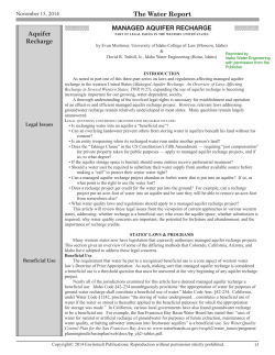 The Water Report Aquifer Recharge MANAGED AQuIFER REChARGE