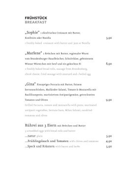 FR&Uuml;HST&Uuml;CK BREAKFAST 3,90 8,90 9,90 ...natur plain 3,90