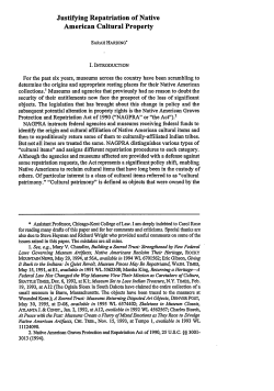 Justifying Repatriation of Native American Cultural Property