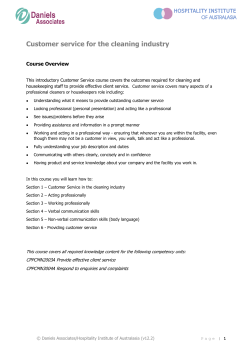 Customer service for the cleaning industry